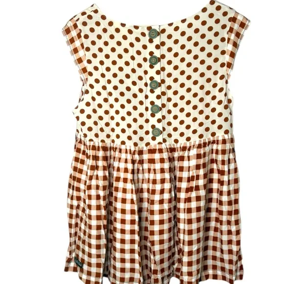 Matilda Jane dress Gingham Brown White Polka Dot M pullover - Picture 2 of 2